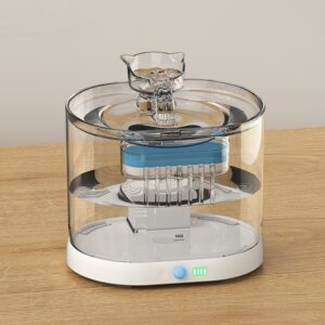 FT888 Wireless Rechargeable Pet Water Fountain - 2.2L Smart Cat & Dog Dispenser with 5000mAh Battery, Induction & Timer Modes, 4-Stage Filtration