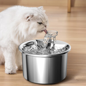 2L Ultra-Quiet Stainless Steel Pet Water Fountain - Automatic Circulation Drinking Dispenser for Cats & Dogs, BPA-Free, Easy-Clean Design